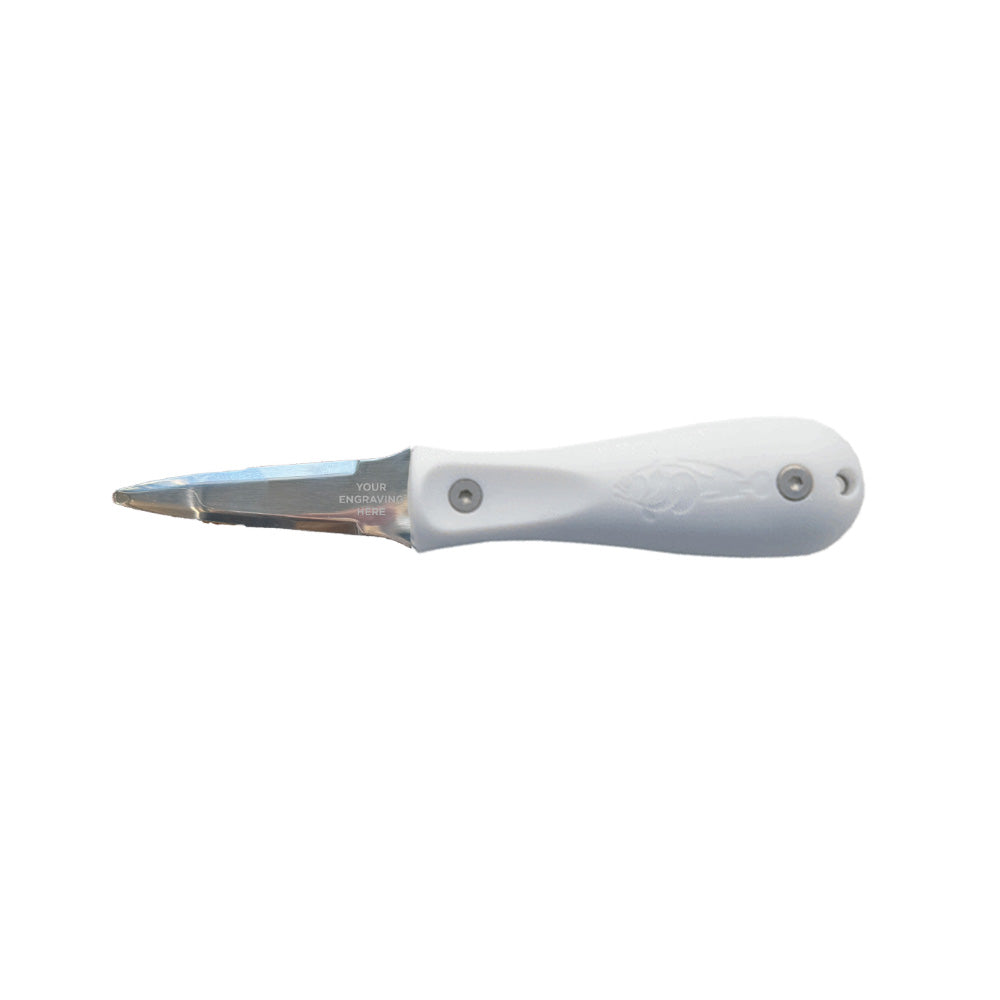 Toadfish Custom Engraved Professional Edition Oyster Knife - White (MINIMUM ORDER QUANTITY OF 25)