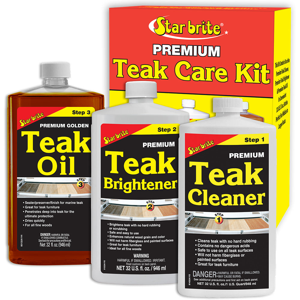 Star brite Premium Teak Care Kit - Step 1, Step 2, & Step 3 - 32 oz
