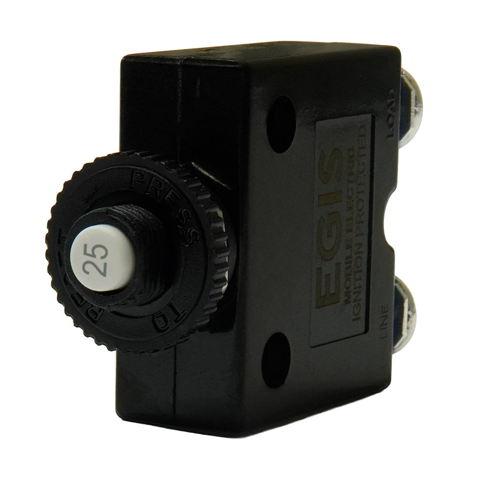 Egis 25A Push Button Panel Mount Circuit Breaker - Screw Terminals