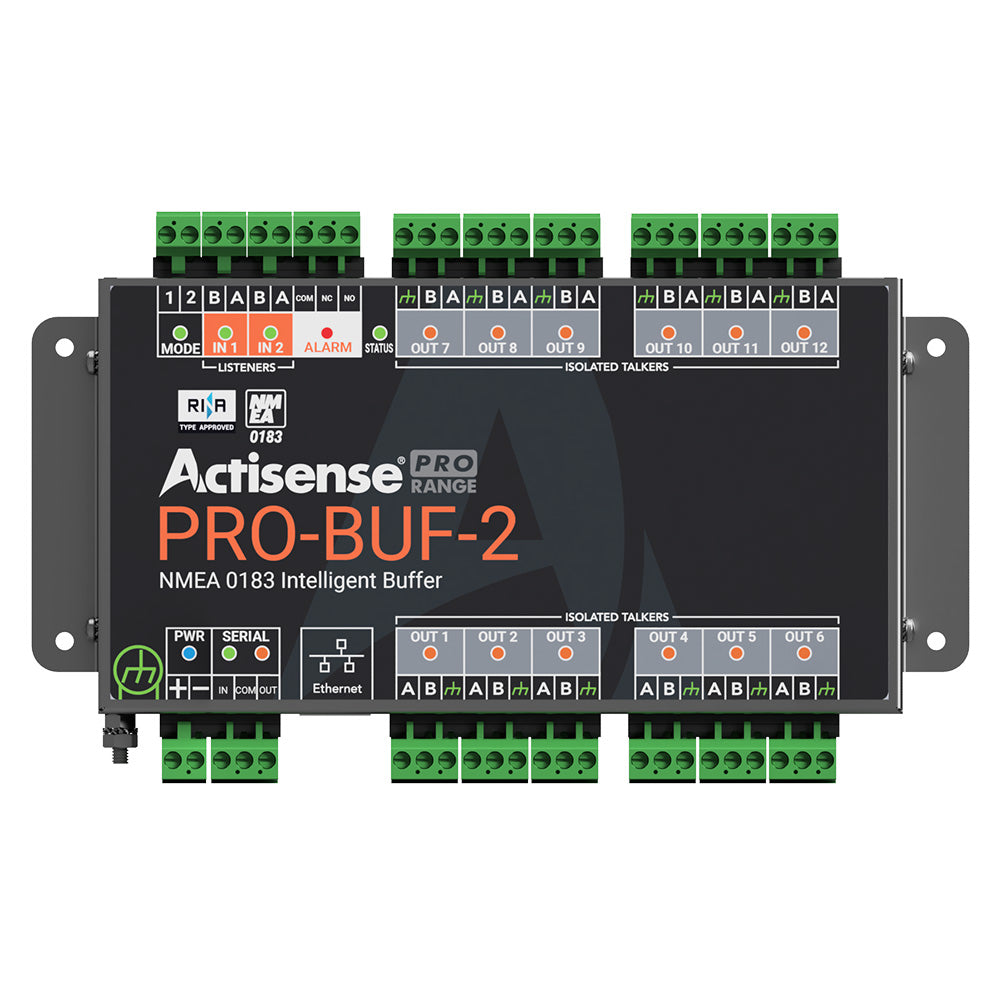 Actisense PRO NMEA 0183 Buffer - 2 OPTO Inputs, 12 ISO-Drive Outputs, Serial Port, Ethernet Port, Pluggable Screw Terminal