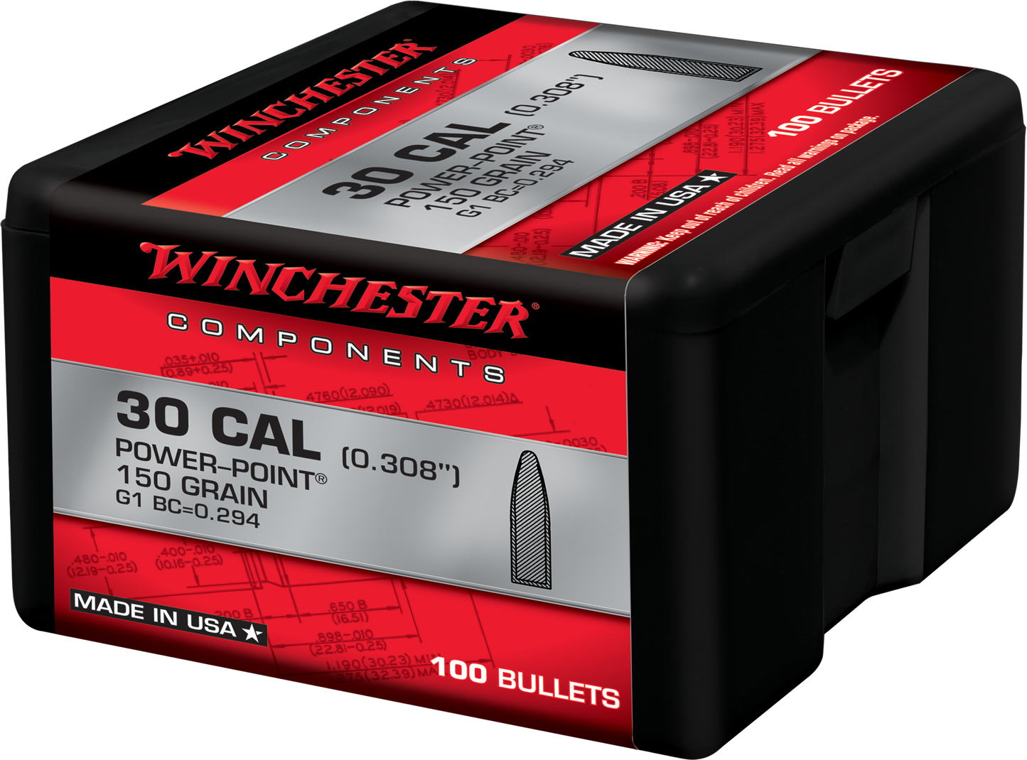 Winchester Ammo Centerfire Rifle, Win Wb30pp150x Bul 30 150 Pp 100/10