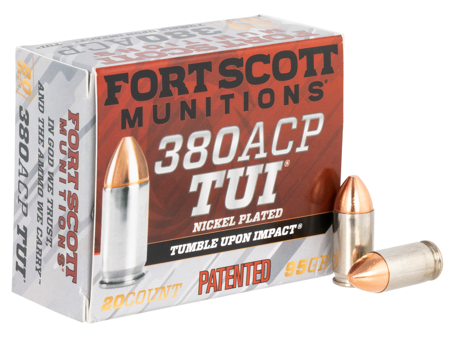 Fort Scott Munitions Tumble Upon Impact (tui), Fsm 380-095-scv 380acp 95gr Tui 20/25