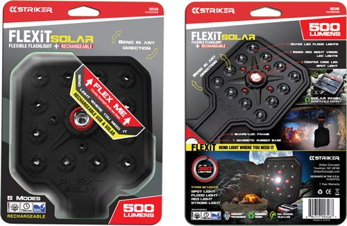Striker Flex-it Solar Flashlgt - W/usb Quick Charge Port 5 Mode