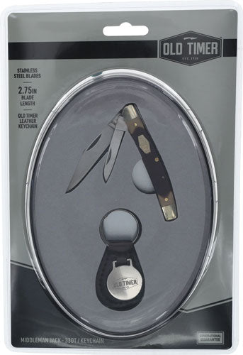 Old Timer Knife 33ot 2.48" - Blade W/leather Keychain Pq4<