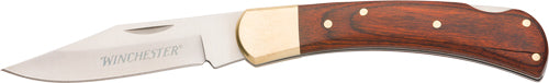 Winchester Knife 6.87" Oal Ss - /wood Folder W/pocket Clip