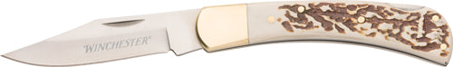 Winchester Knife 6.87" Oal Ss - /stag Folder W/pocket Clip