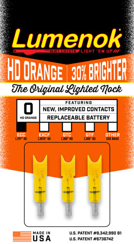 Lumenok Lighted Nock Xbow Hd - Orange Crescent Easton 3pk