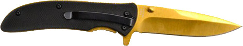 Guard Dog Knife Blk G10 Handle - Gold Blade Folder 3.5" Blade!