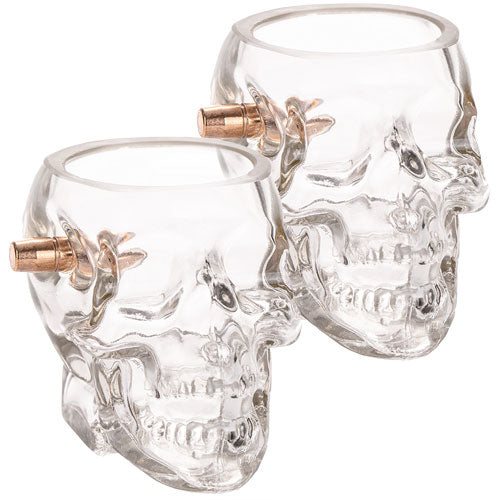 2 Monkey Skull Whiskey Glass - With A .308 Bullet 2-pack