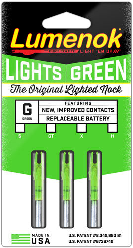 Lumenok Lighted Nock - Signature Series Green 3pk