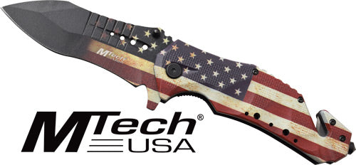 Mc Mtech 3.75" Drop Point - Folder W/cutter Us Flag/ss