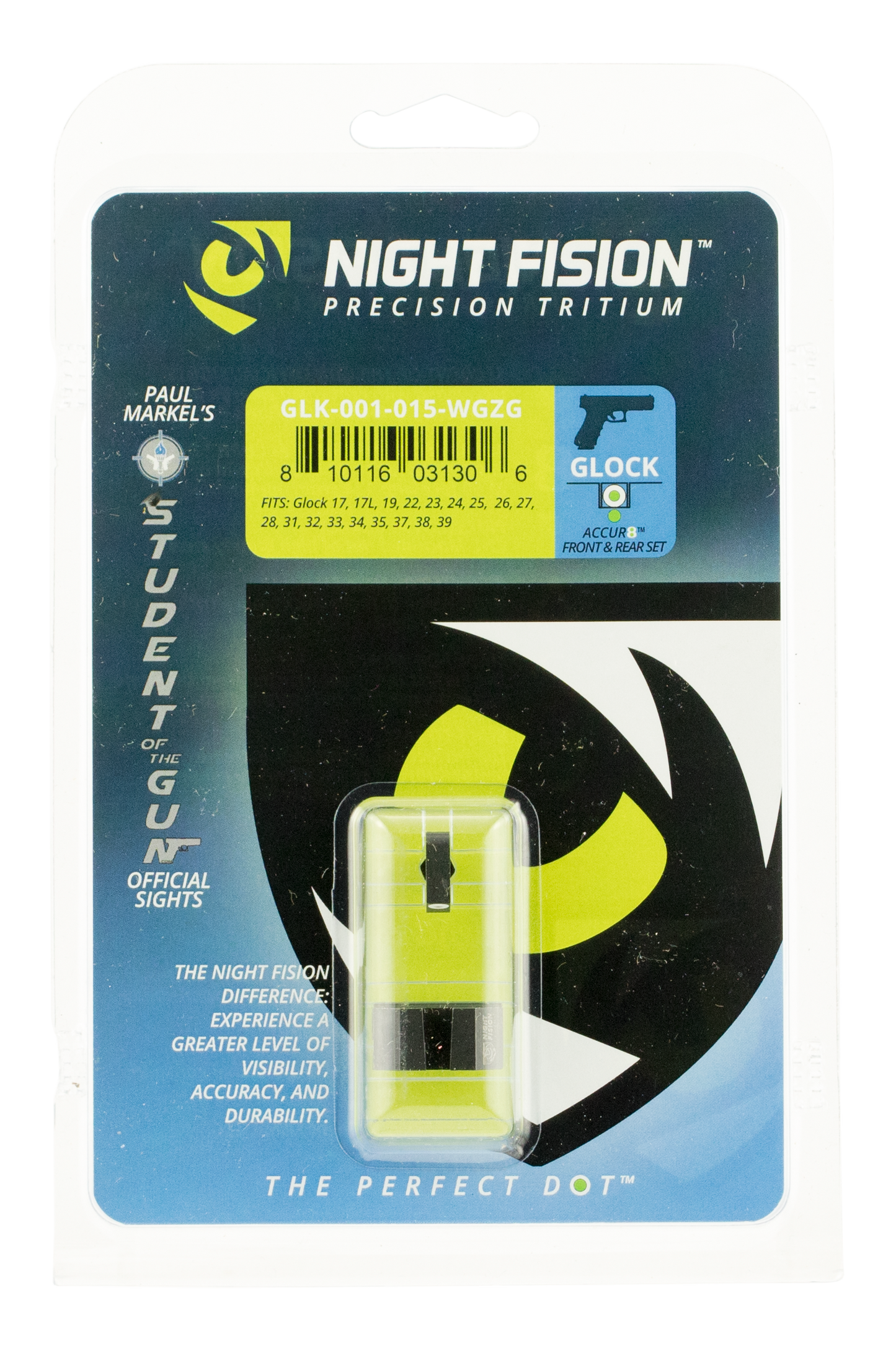 Night Fision Perfect Dot, Nf Glk-001-015-wgzg Ns Glk 17/19 Square Accur8