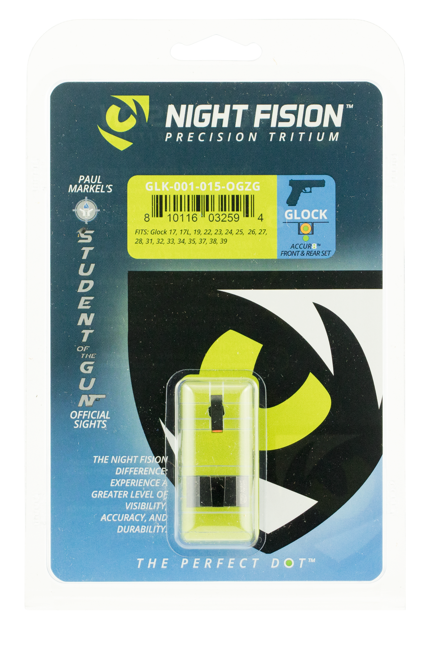 Night Fision Perfect Dot, Nf Glk-001-015-ogzg     Ns Glk 17/19 Square Accur8