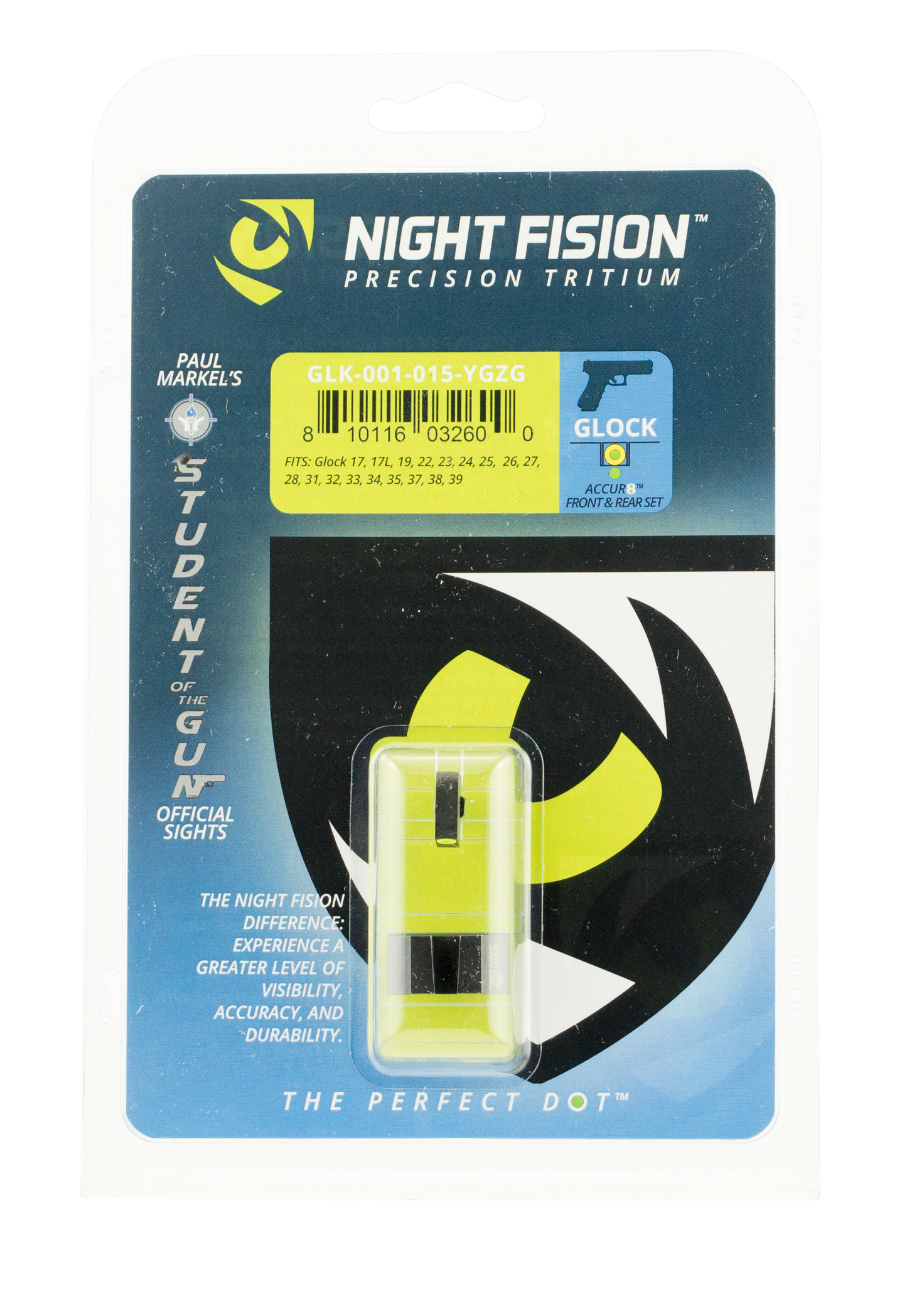 Night Fision Perfect Dot, Nf Glk-001-015-ygzg Ns Glk 17/19 Square Accur8