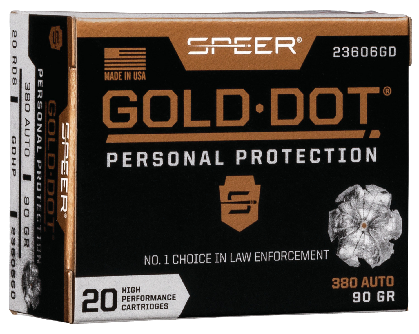 Speer Ammo Gold Dot, Speer 23606gd Gold Dot 380acp 90 Hp 20/10