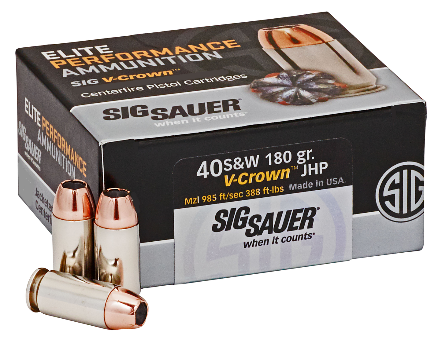 Sig Sauer Elite V-crown, Sig E40sw2-50     40s     180 Jhp Vcrwn      50/10