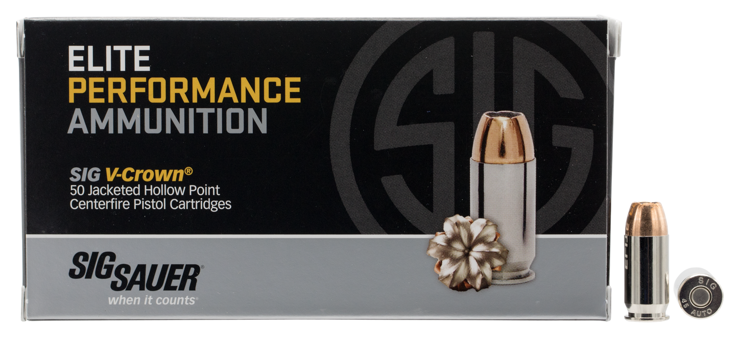 Sig Sauer Elite V-crown, Sig E45ap2-50     45      230 Jhp Vcrwn      50/10