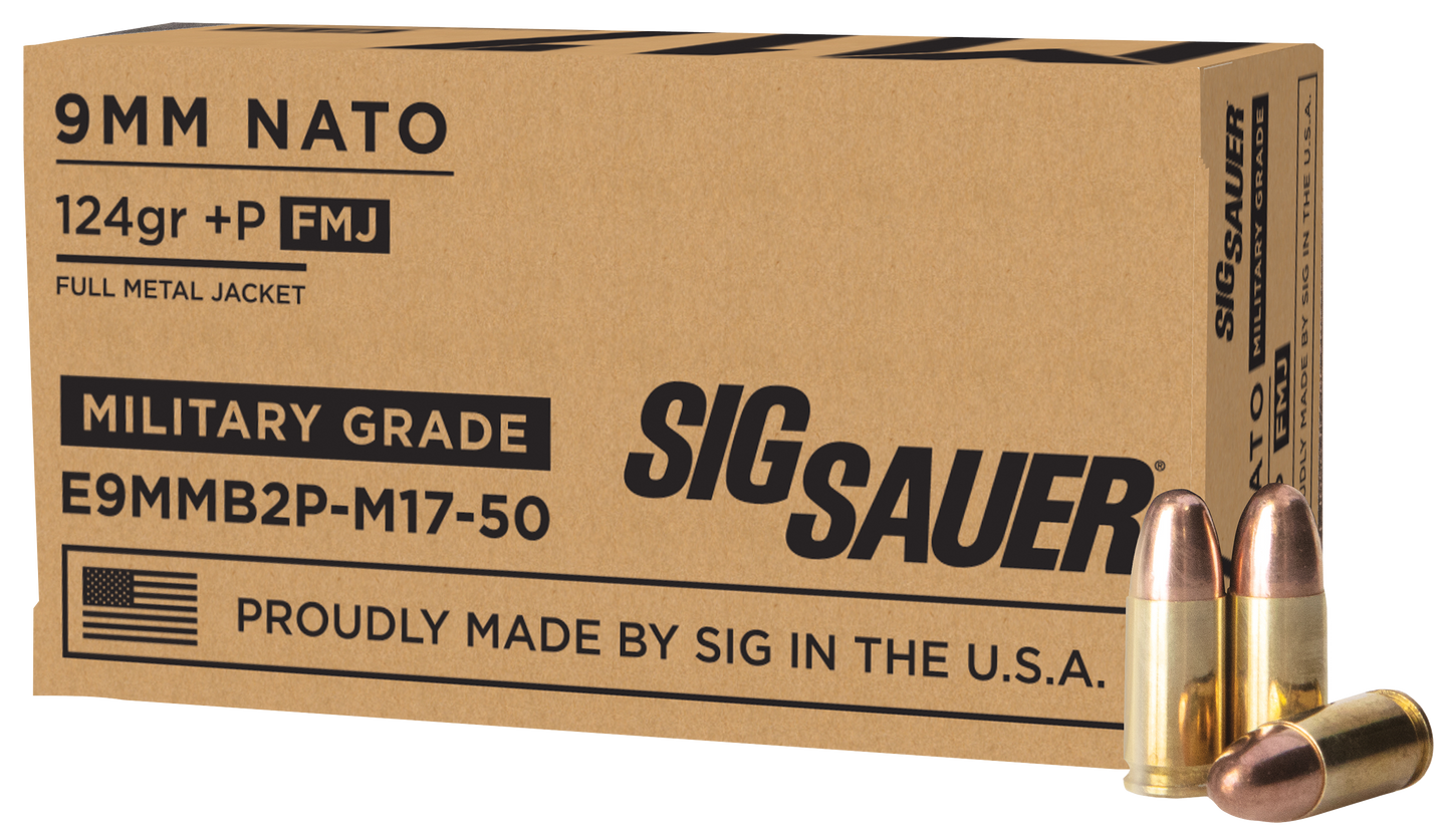 Sig Sauer Military Grade, Sig E9mmb2pm17-50 9mm+p 124 Fmj Elite 50/20