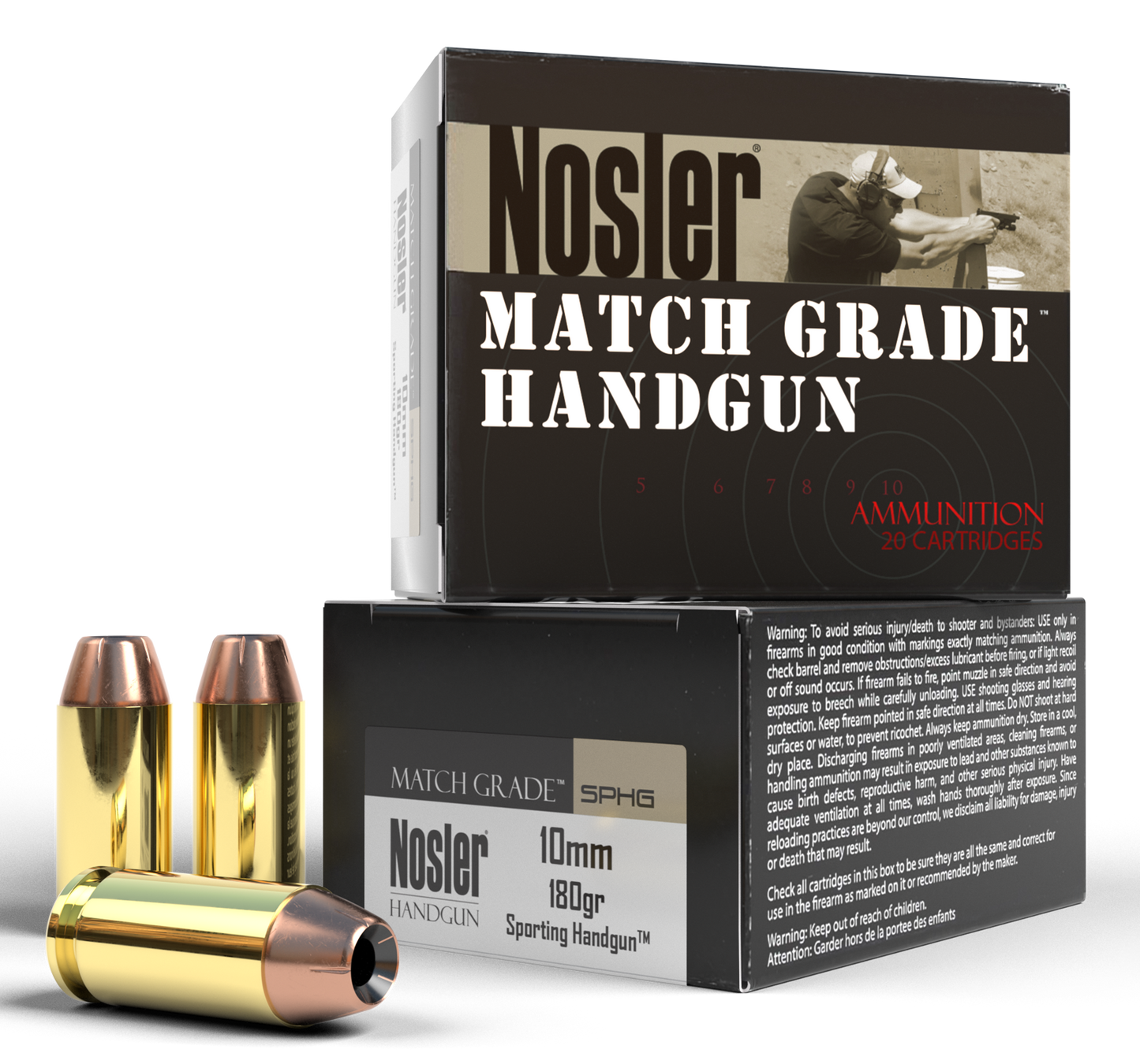 Nosler Match Grade, Nos 51400 Match Hg 10mm 180 Jhp 20-20