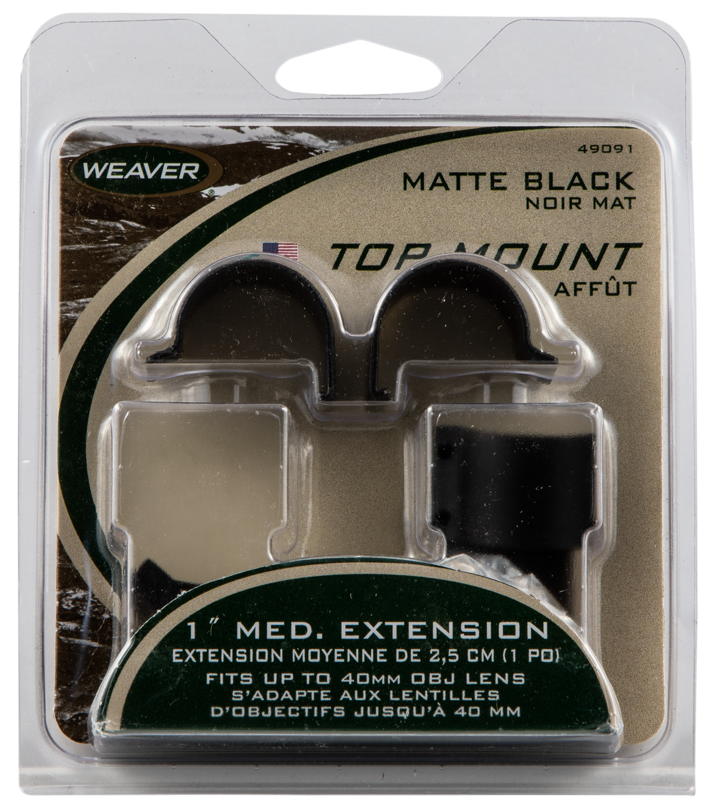 Weaver Mounts Top Mount, Weav 49091 1in Rings Ext Detachable Mt Med