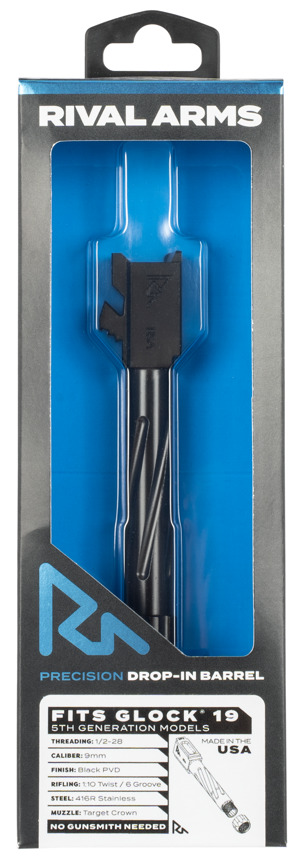 Rival Arms Precision, Rival Ra20g204a Brl Glock19 Gen5 V1 Thrd Blk