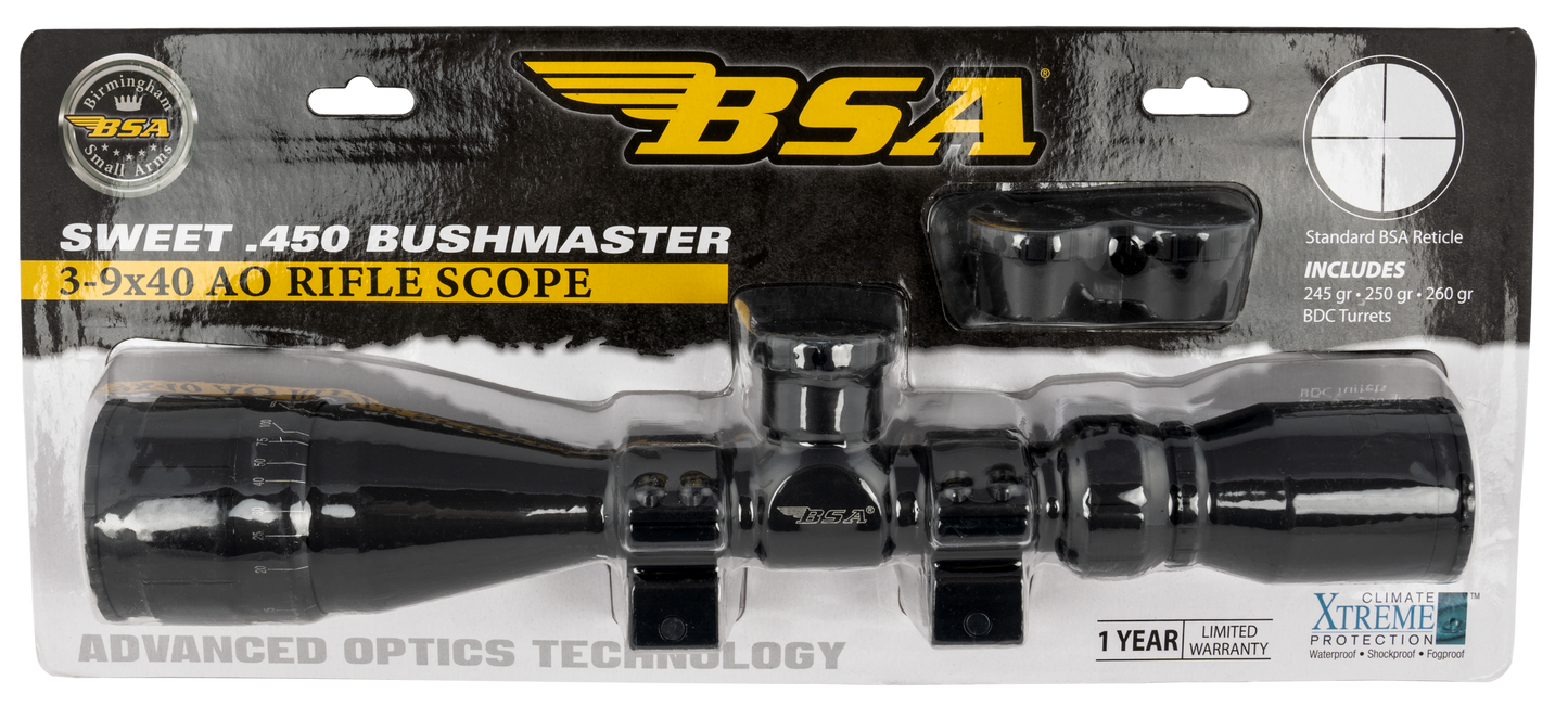 Bsa Sweet, Bsa 450-39x40aowrtb Sweet 450 3-9x40ao W/rng