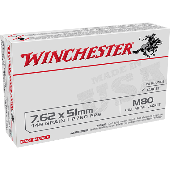 Winchester Ammo Usa, Win Wm80 7.62x51 149 Fmj Lc 20/25