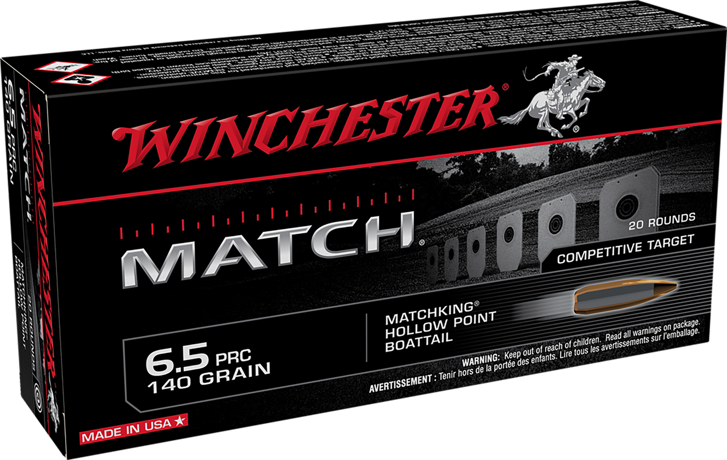 Winchester Ammo Match, Win S65pm 6.5prc 140 Bthp 20/10