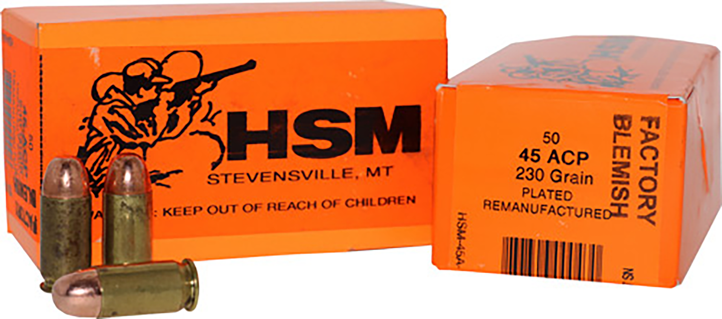 Hsm Training, Hsm 45a12r 45acp 230 Fmj Remanuf 50-20