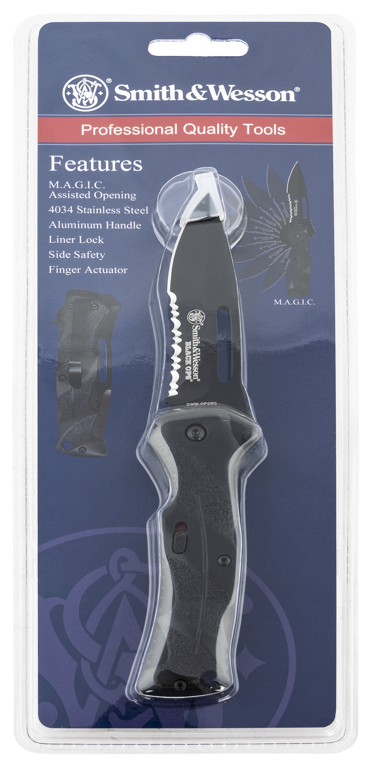 Sw Knives Smith & Wesson, Swk Swblop2bscp Blackops 40% Serrated