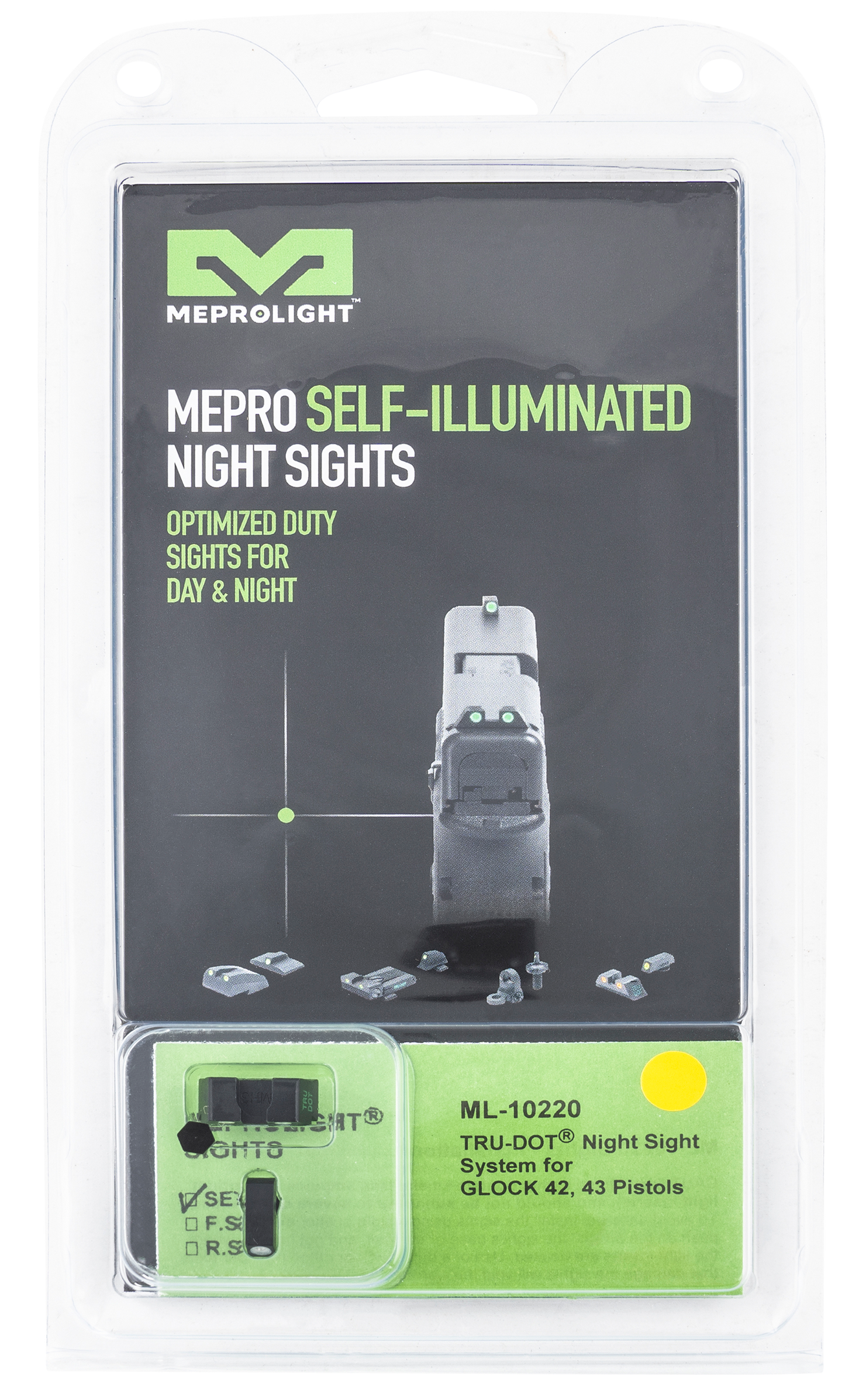 Mepro Usa Llc Mepro Tru-dot Fixed Sights, Mepro 102203201 Trudot Glk 42/43/43x Grn/ylw