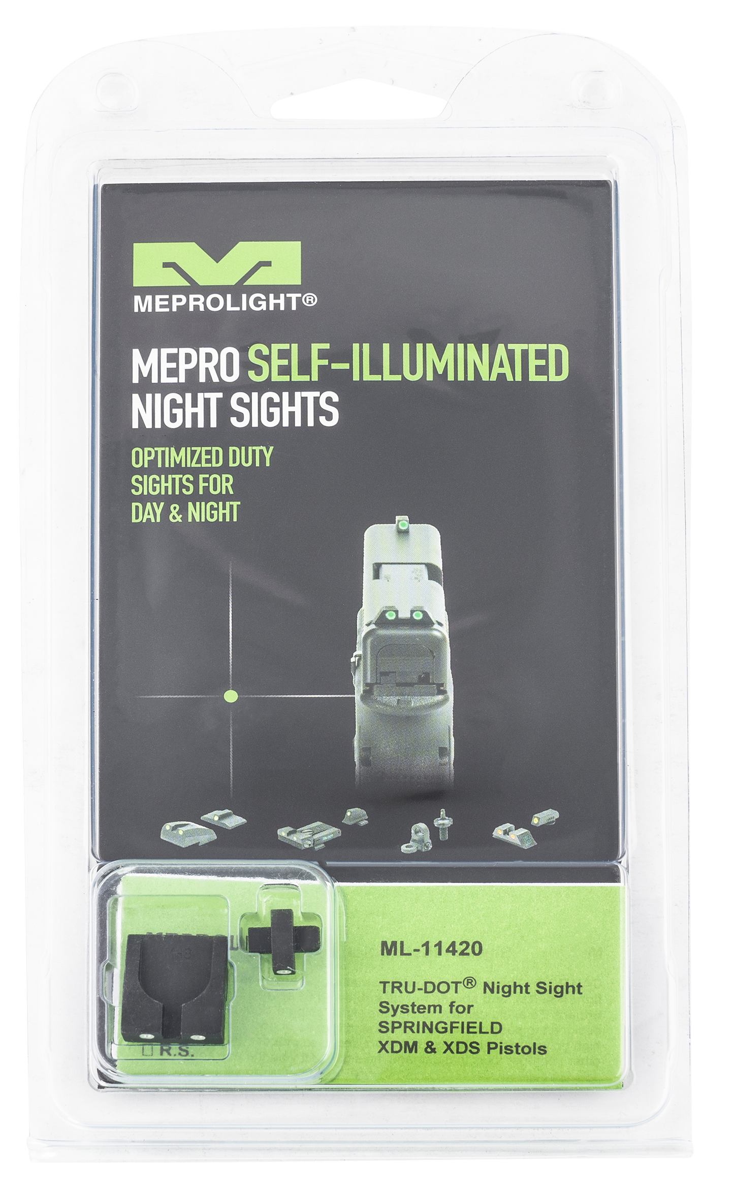 Mepro Usa Llc Mepro Tru-dot Fixed Sights, Mepro 114203101 Trudot Spr Xdm/xds Grn/grn