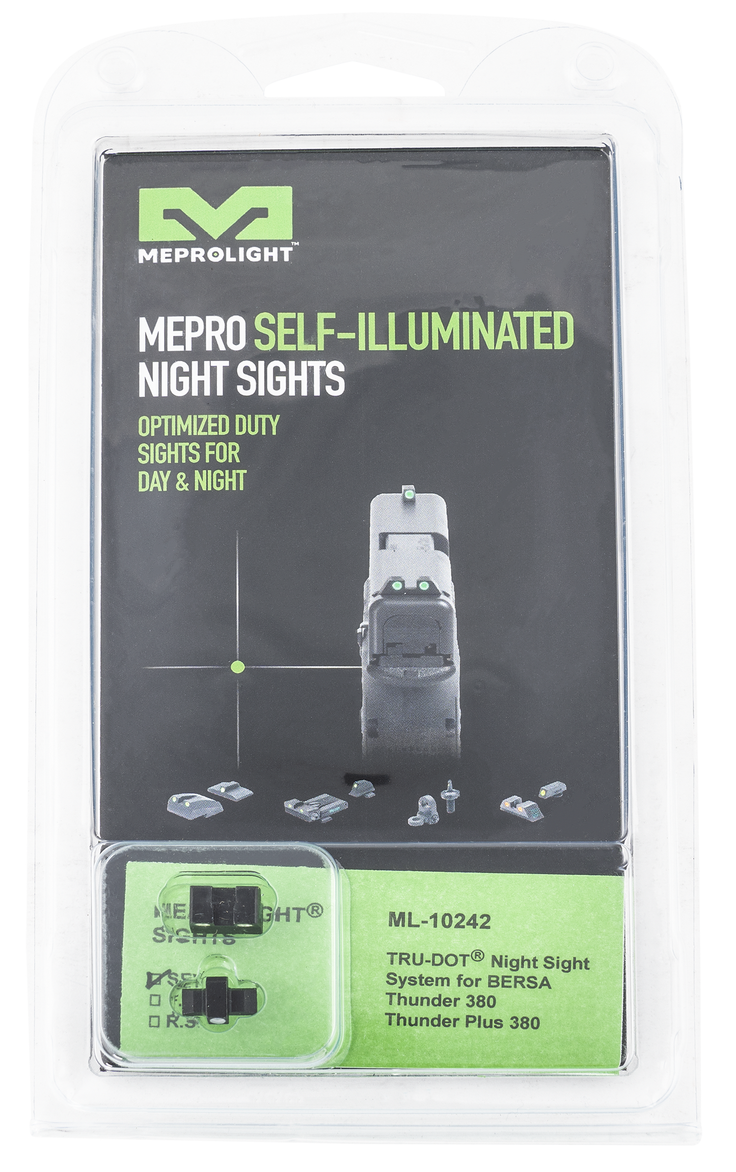 Mepro Usa Llc Mepro Tru-dot Fixed Sights, Mepro 102423101 Trudot Bersa Thunder Grn/grn
