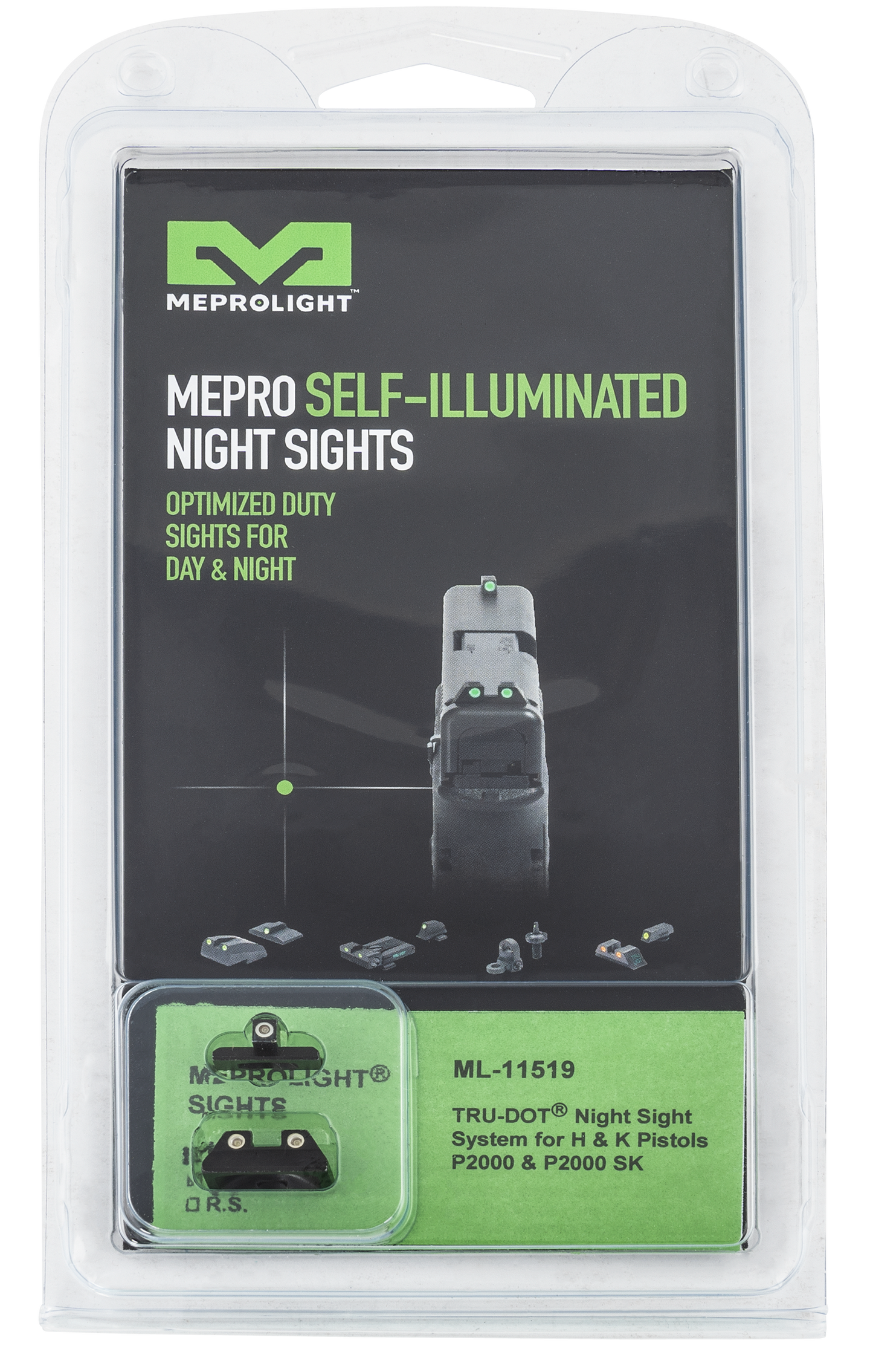 Mepro Usa Llc Mepro Tru-dot Fixed Sights, Mepro 115193101 Trudot Hk P2000/p2000sk Grn/grn