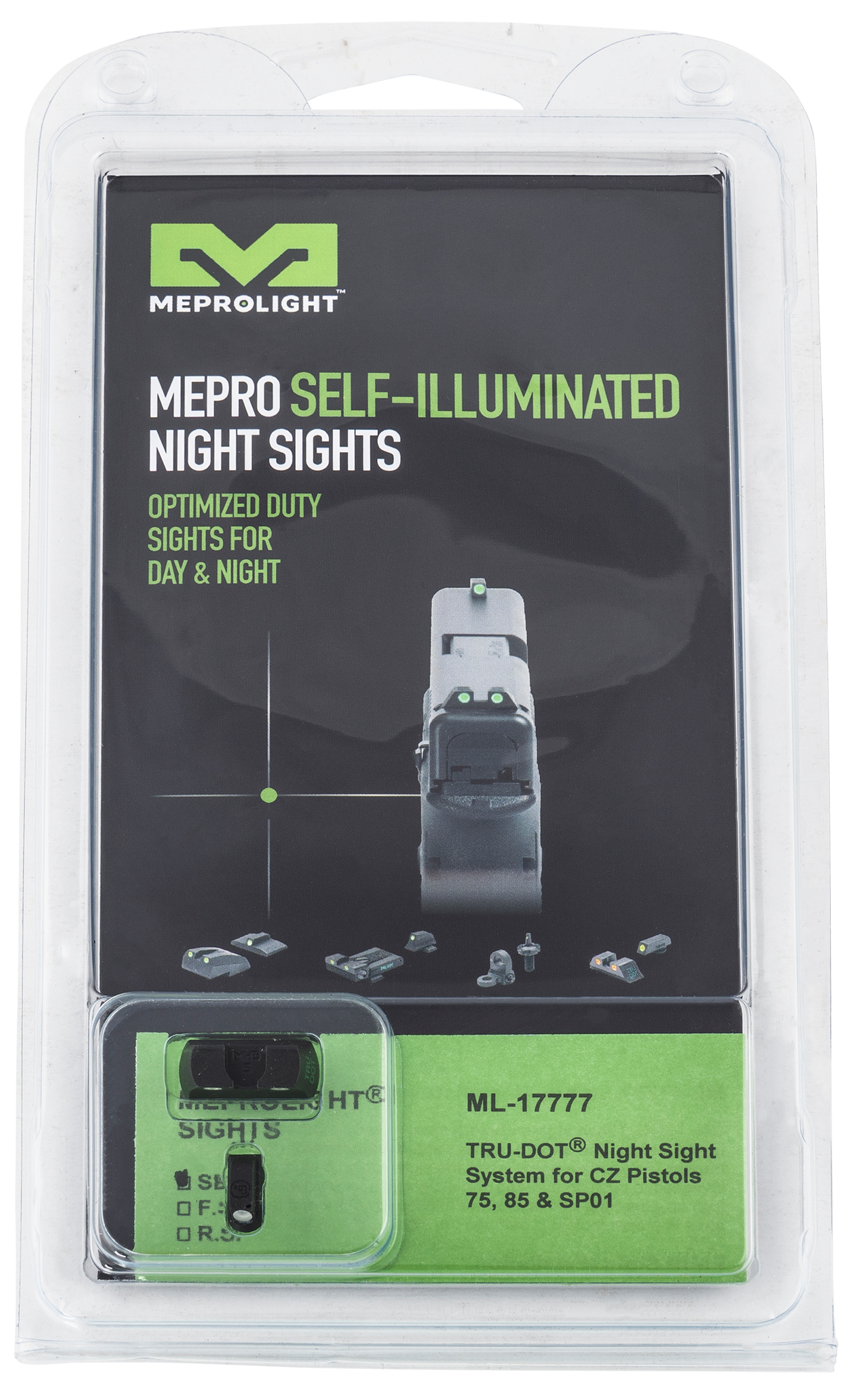 Mepro Usa Llc Mepro Tru-dot Fixed Sights, Mepro 177763101 Trudot Cz 75/85/sp01 Grn/grn
