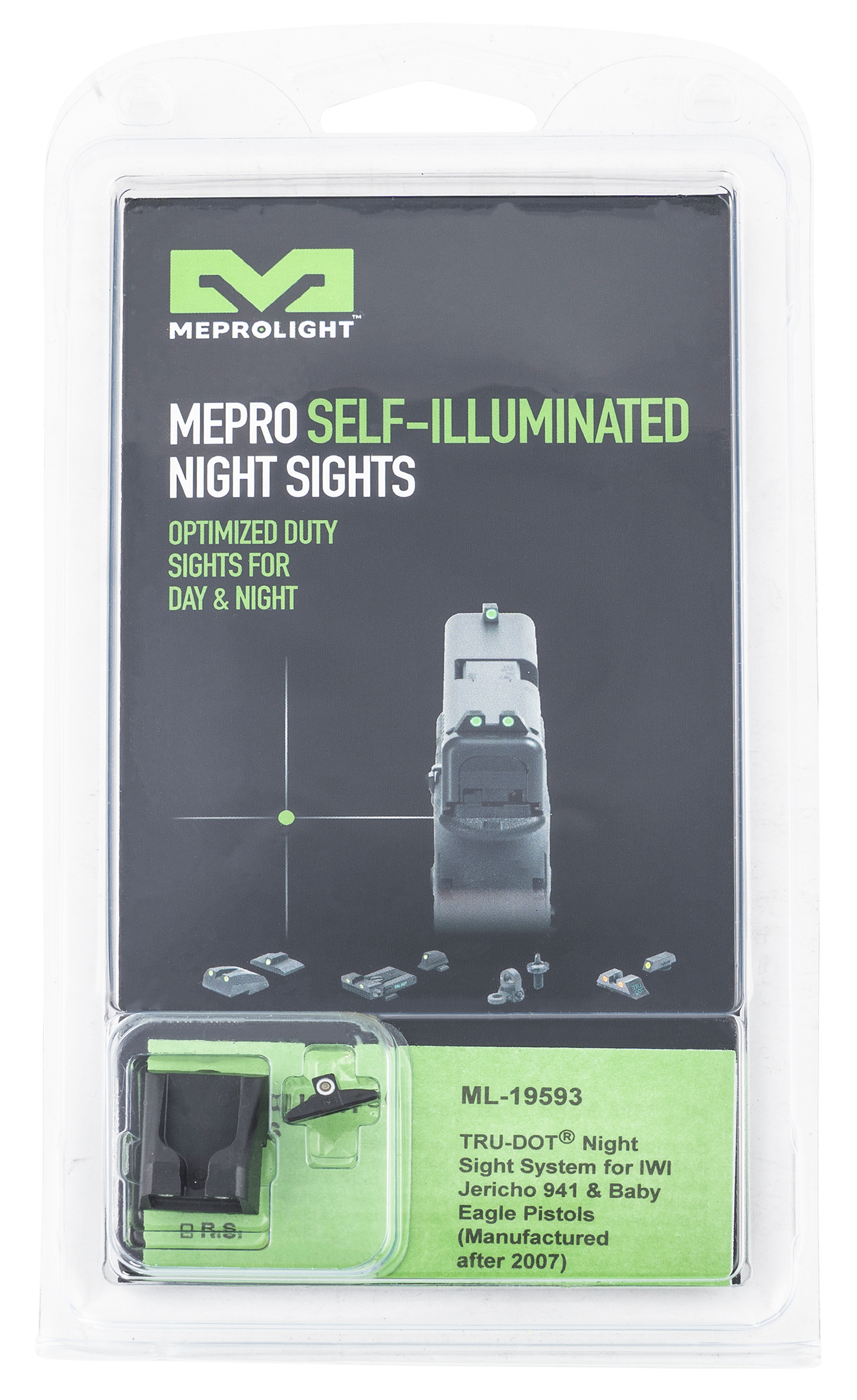 Mepro Usa Llc Mepro Tru-dot Fixed Sights, Mepro 195933101 Trudot Iwi Jericho 941 Grn/grn