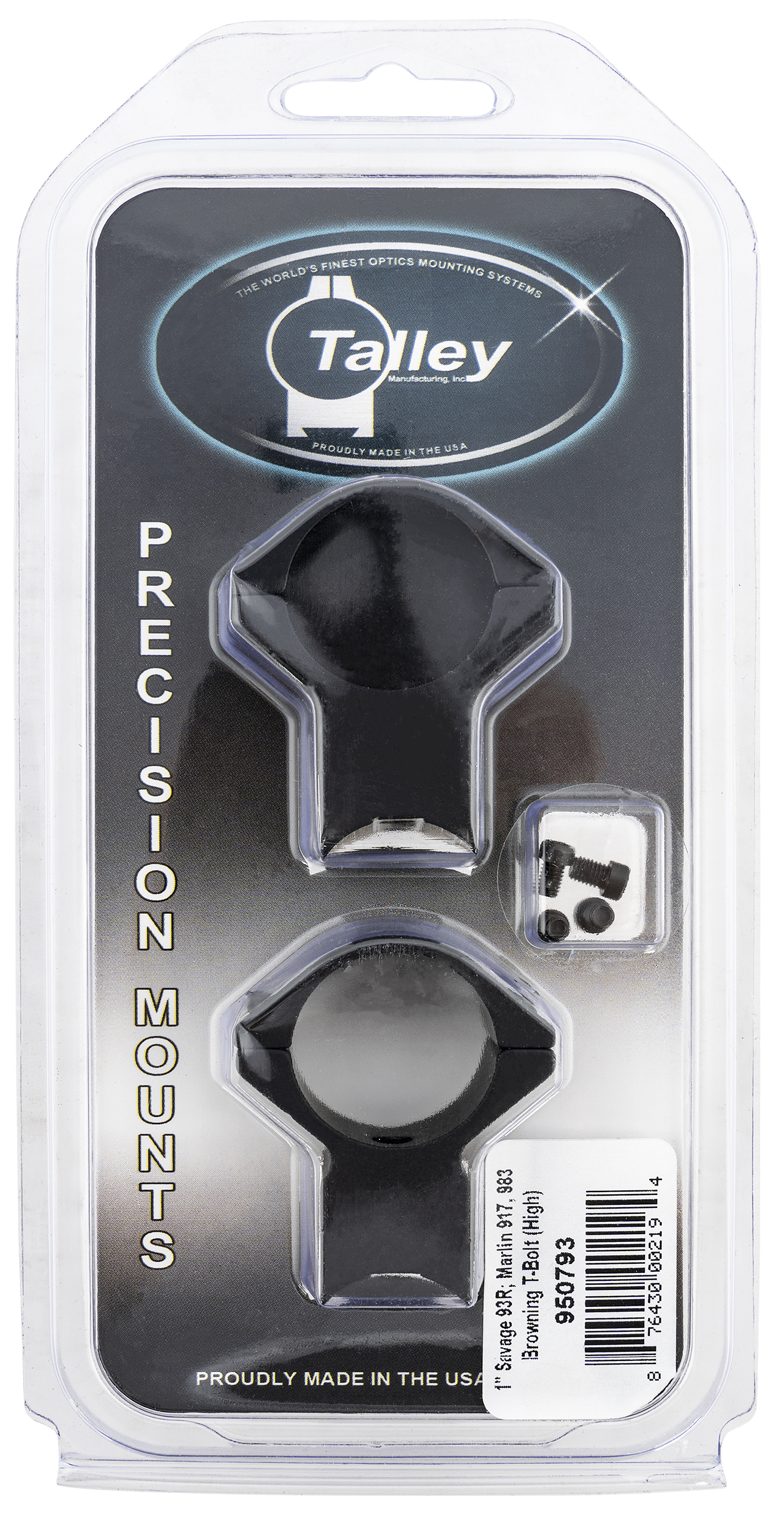 Talley Scope Ring Set, Tal 950793 1" Model 93r, B.mag, Mark Ii (high)