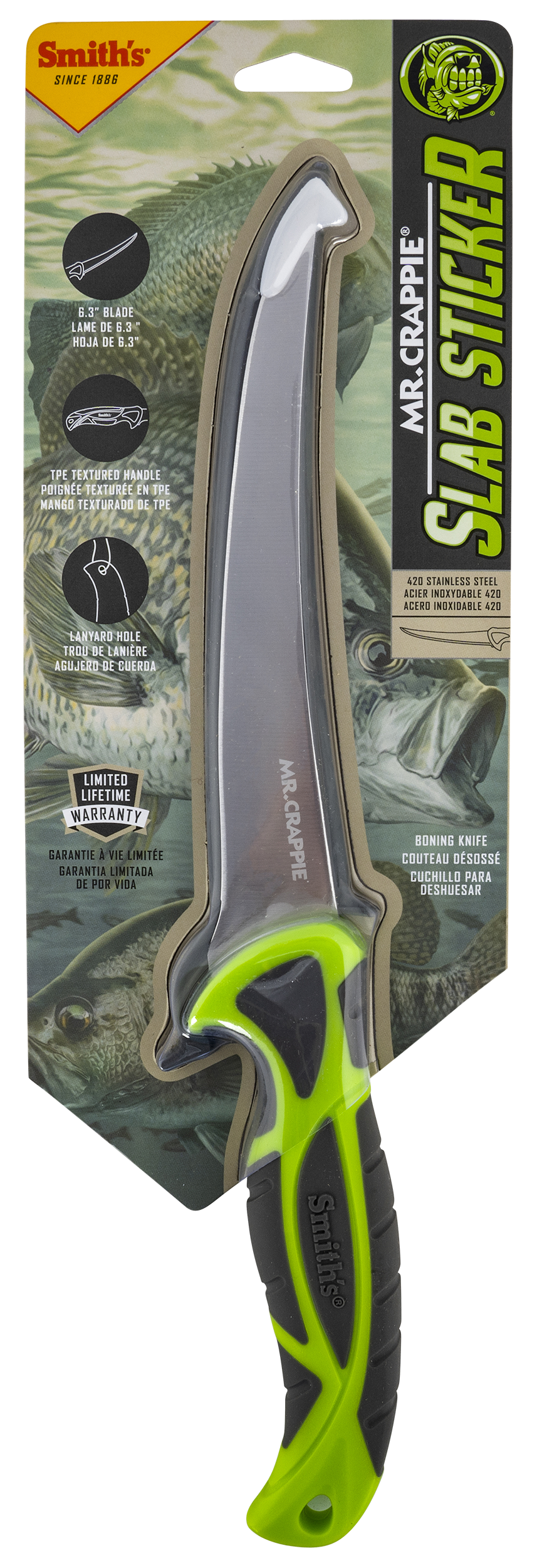 Smiths Products Mr. Crappie, Smiths 51208 Mr Crappie 6 Curvd Slab Sticker Knife