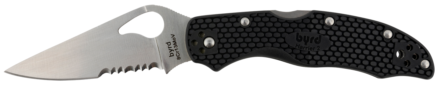 Spyderco Byrd, Spy By01psbk2 Byrd Harrier 2 Blk Frn Pln/serr
