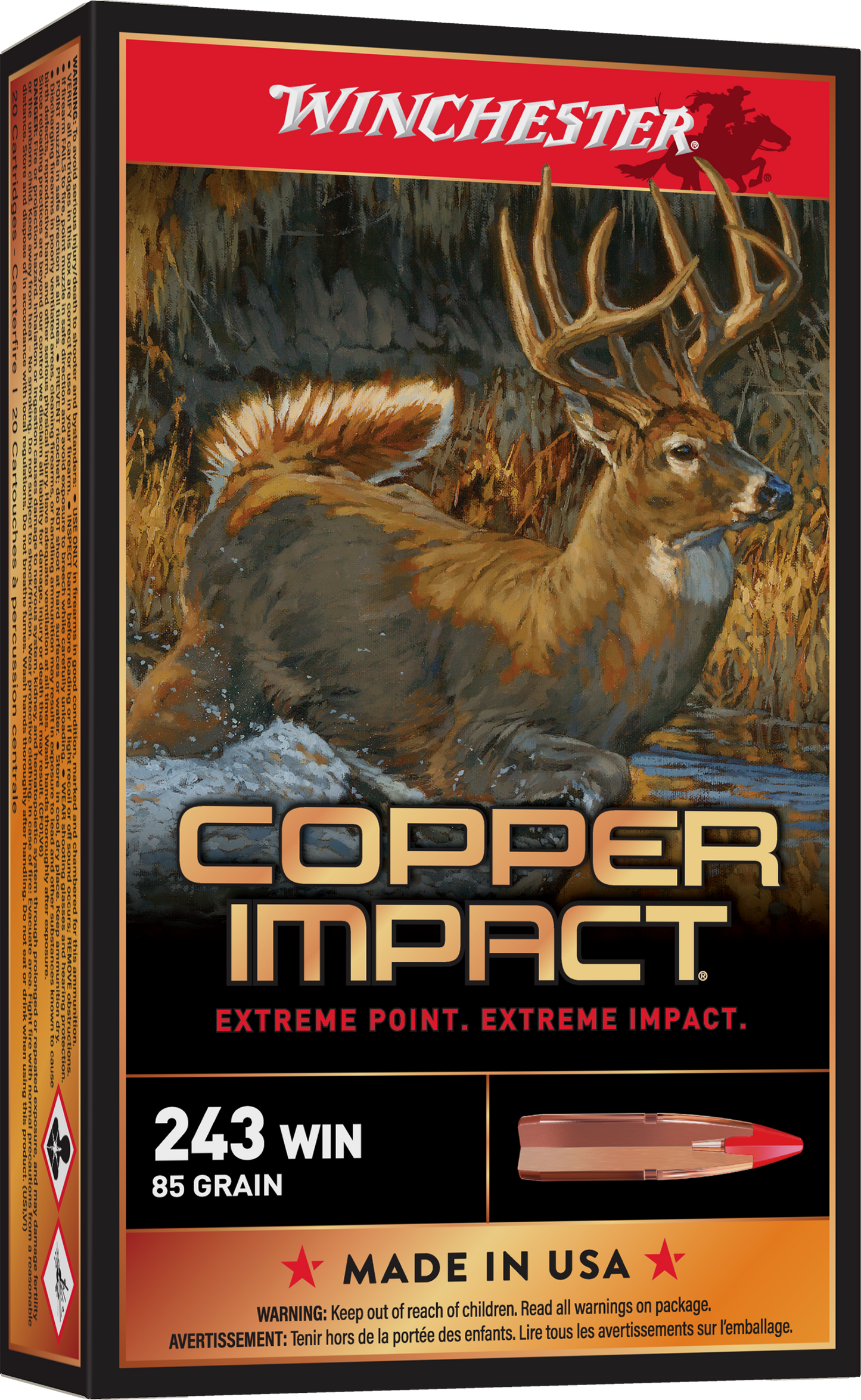 Winchester Ammo Copper Impact, Win X243clf Copper Impact 85 Lf 20/10