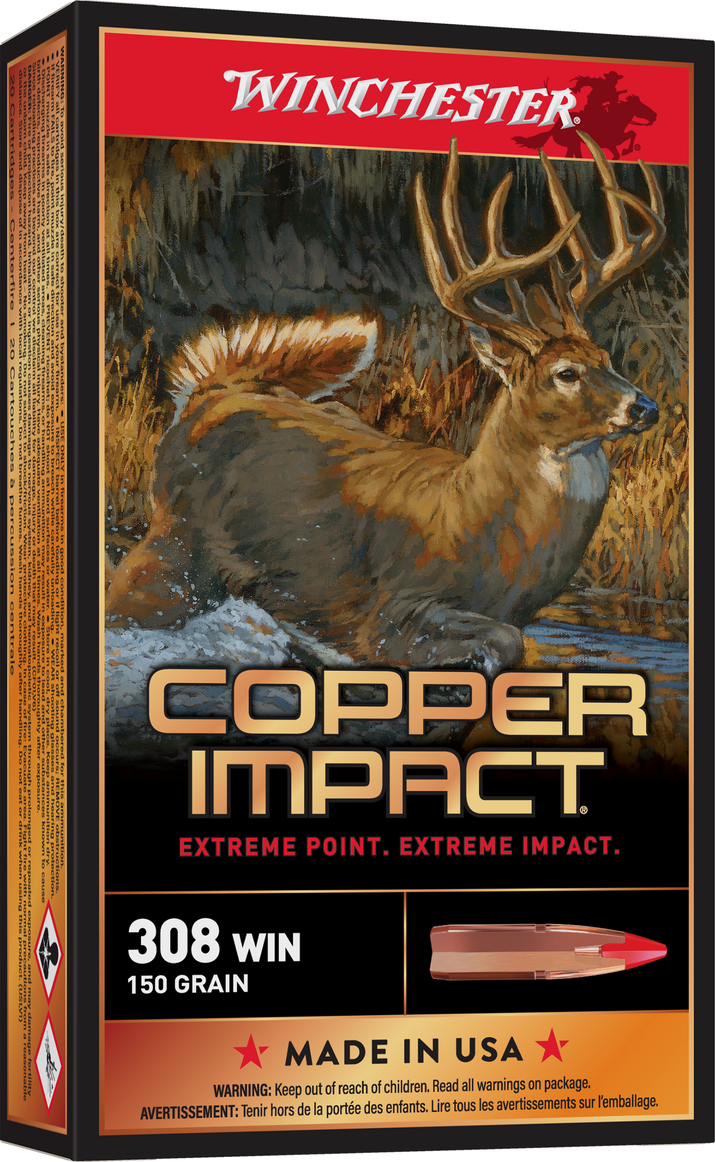 Winchester Ammo Copper Impact, Win X308clf Copper Impact 150 Lf 20/10