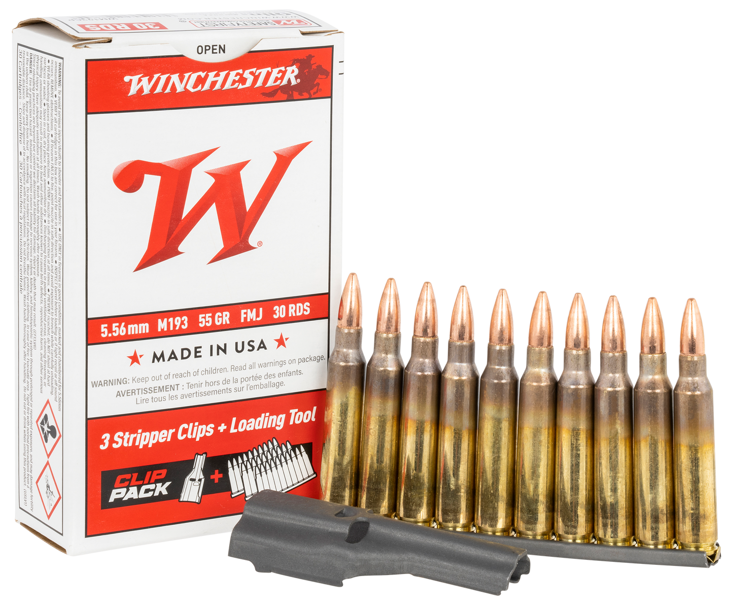 Winchester Ammo Usa, Win Wm193cp M193 W/stripper Clips 55 Fmj 30/20