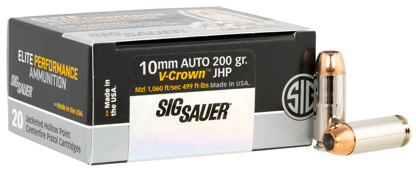 Sig Sauer Elite V-crown, Sig E10mm200-20 10mm V-crown Jhp 200 Grain 20/10