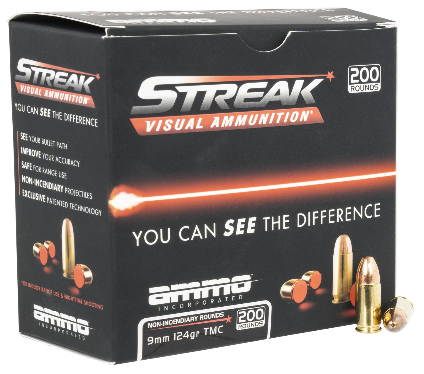 Ammo Incorporated Streak Visual, Ammoinc 9124tmcstrkred200 9m 124 Tmc 200/5