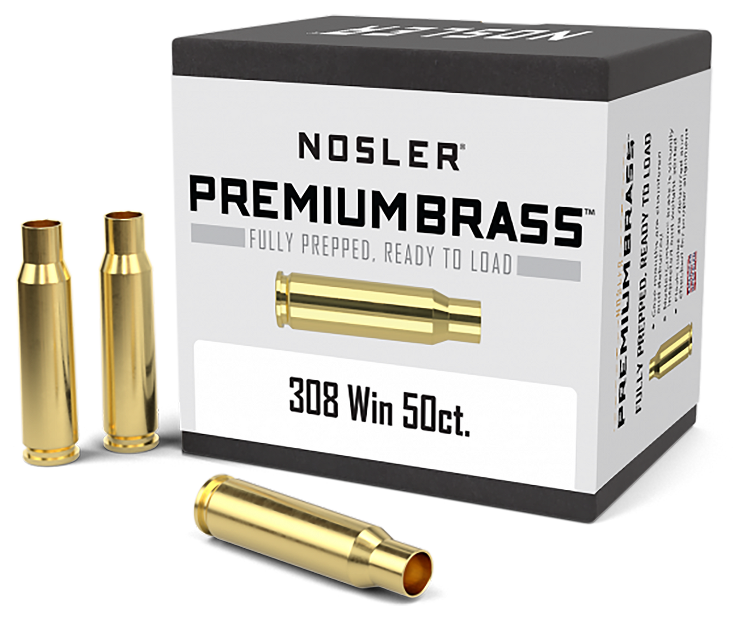 Nosler Unprimed Cases, Nos 10225 Custom Brass 308 50