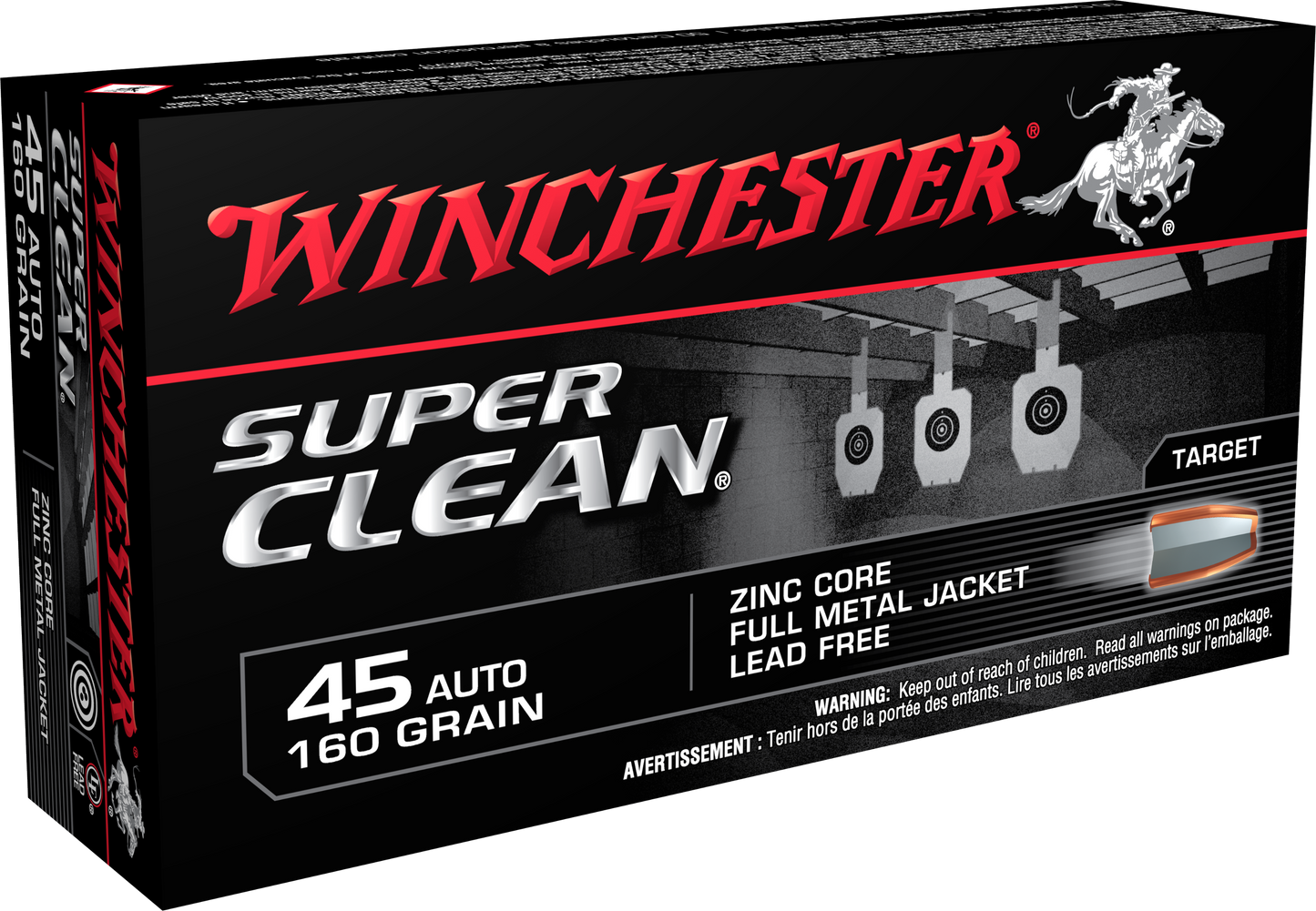 Winchester Ammo Super Clean, Win W45lf 45 165 Fmjscnt 50/10