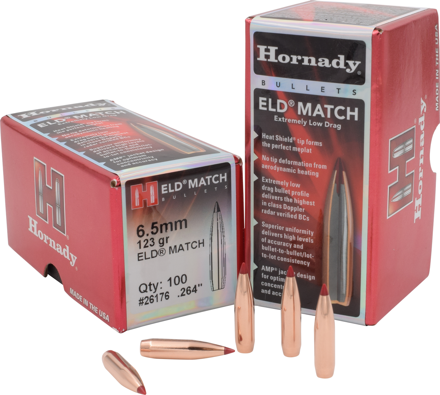 Hornady Eld Match, Horn 26176  Bull .264 123 Eld-m             100/25