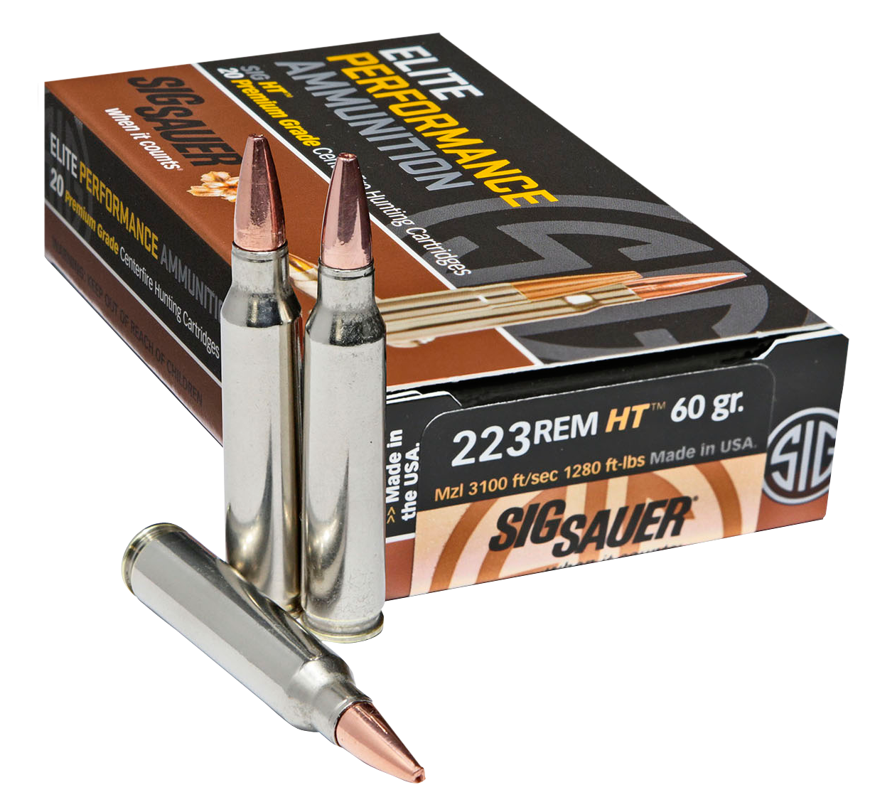 Sig Sauer Elite Copper Hunting, Sig E223h1-20 223 60 Elite Hnt 20/10
