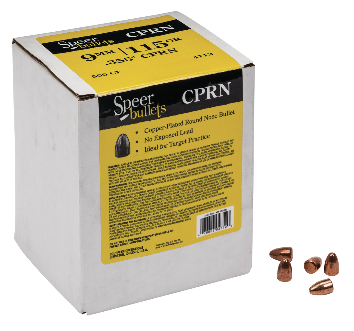 Speer Ammo Handgun, Speer 4712 Bull .355 115 Cprn 500