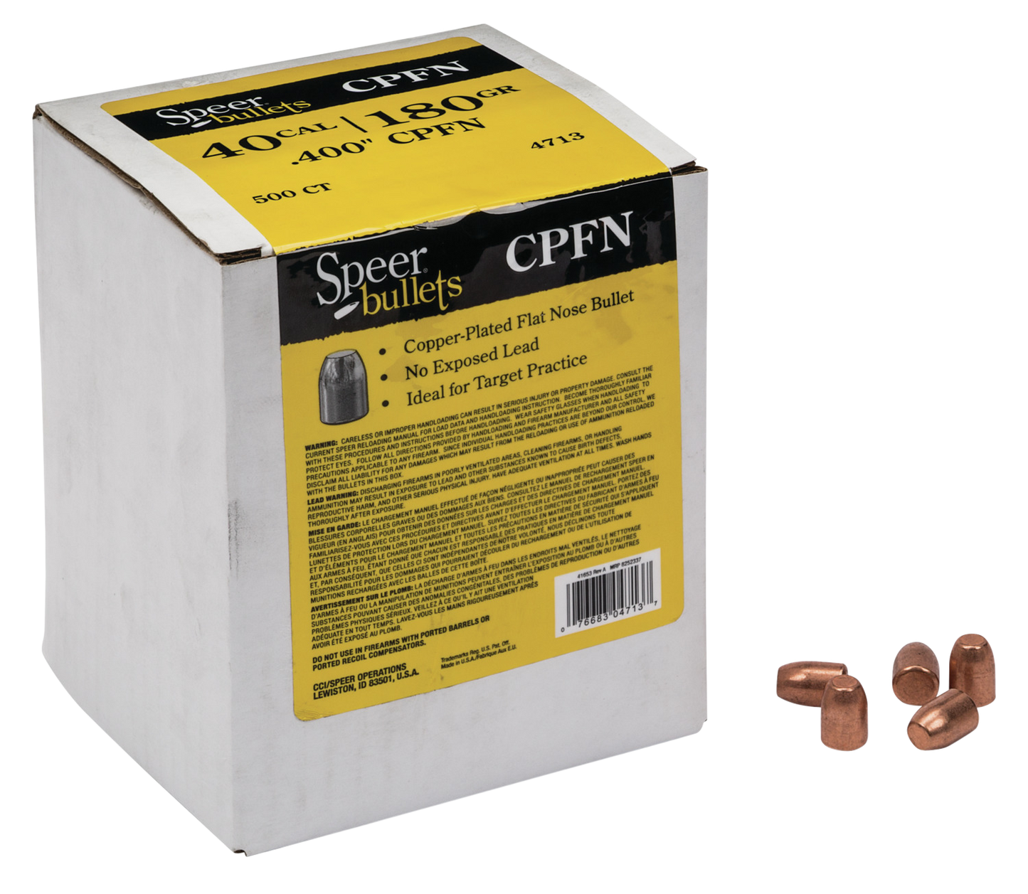 Speer Bullets Handgun Plinking, Speer 4713 Bull .400 180 Cprn 500